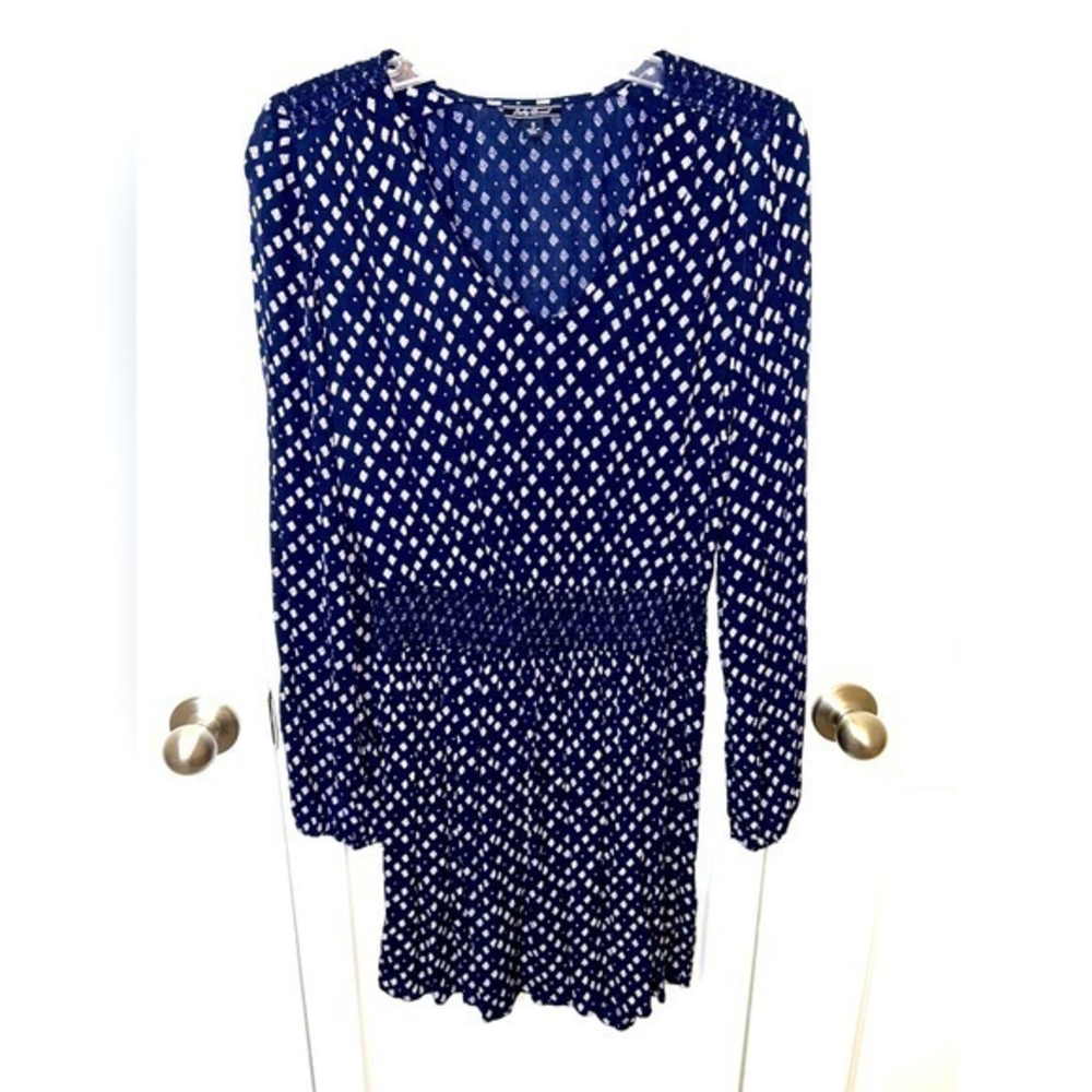 Lucky Brand dress - blue, vneck, square medallion‎